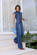 Conjunto Jeans Feminino com Calça Wide Leg