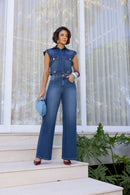 Conjunto Jeans Feminino com Calça Wide Leg