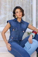 Conjunto Jeans Feminino com Calça Wide Leg