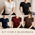 Kit com 5 Blusinhas Femininas em Malha Peruana Encorpada | Conforto & Estilo