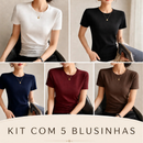 Kit com 5 Blusinhas Femininas em Malha Peruana Encorpada | Conforto & Estilo