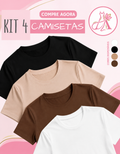 Kit com 4 Blusas Femininas Suplex | T-Shirt Básica, Casual e Versátil