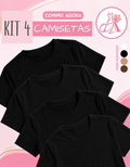 Kit com 4 Blusas Femininas Suplex | T-Shirt Básica, Casual e Versátil