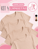 Kit com 4 Blusas Femininas Suplex | T-Shirt Básica, Casual e Versátil